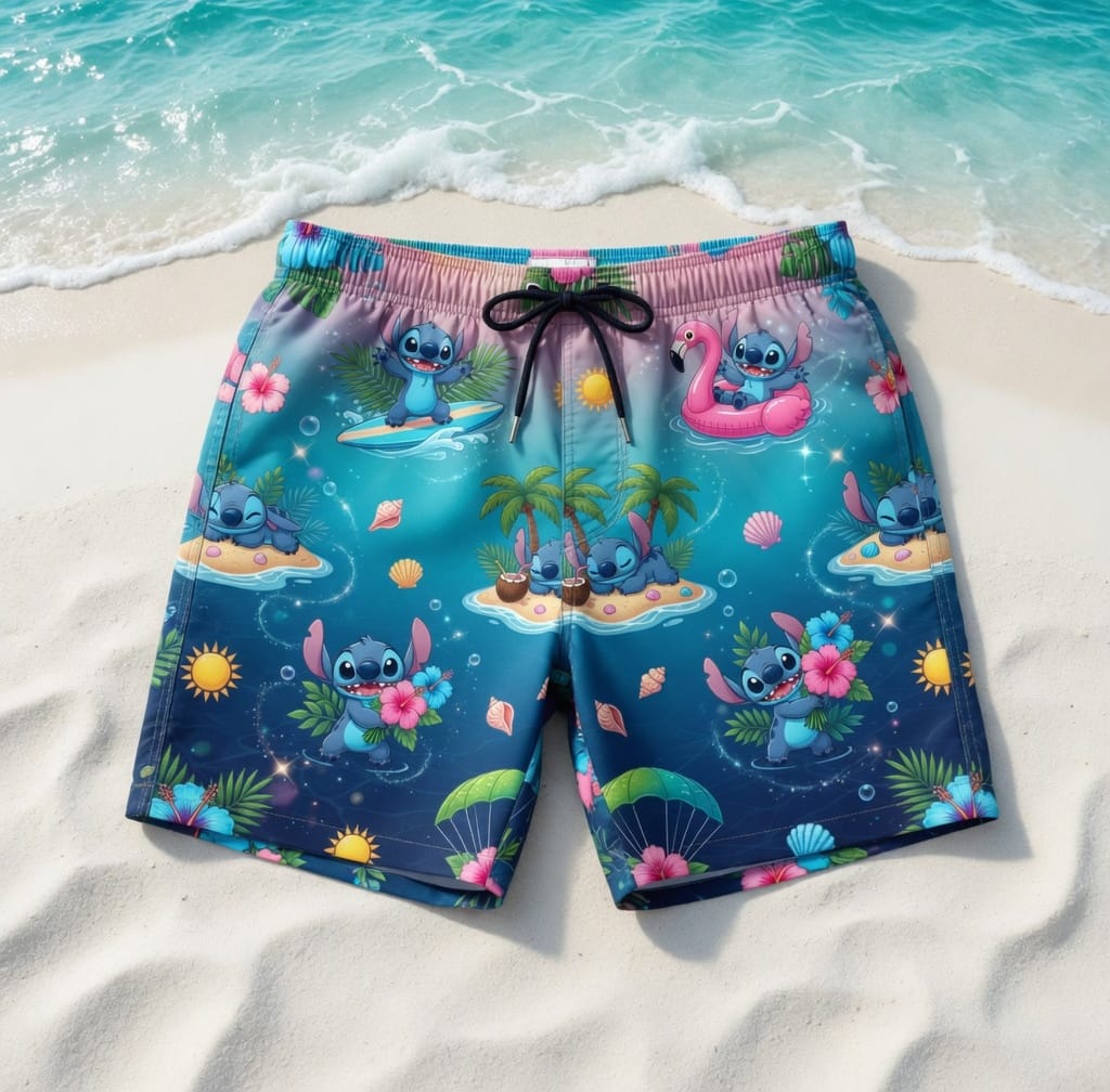 Blue Alien Premium Hawaiian Shirt - Flamingo Ocean Glow