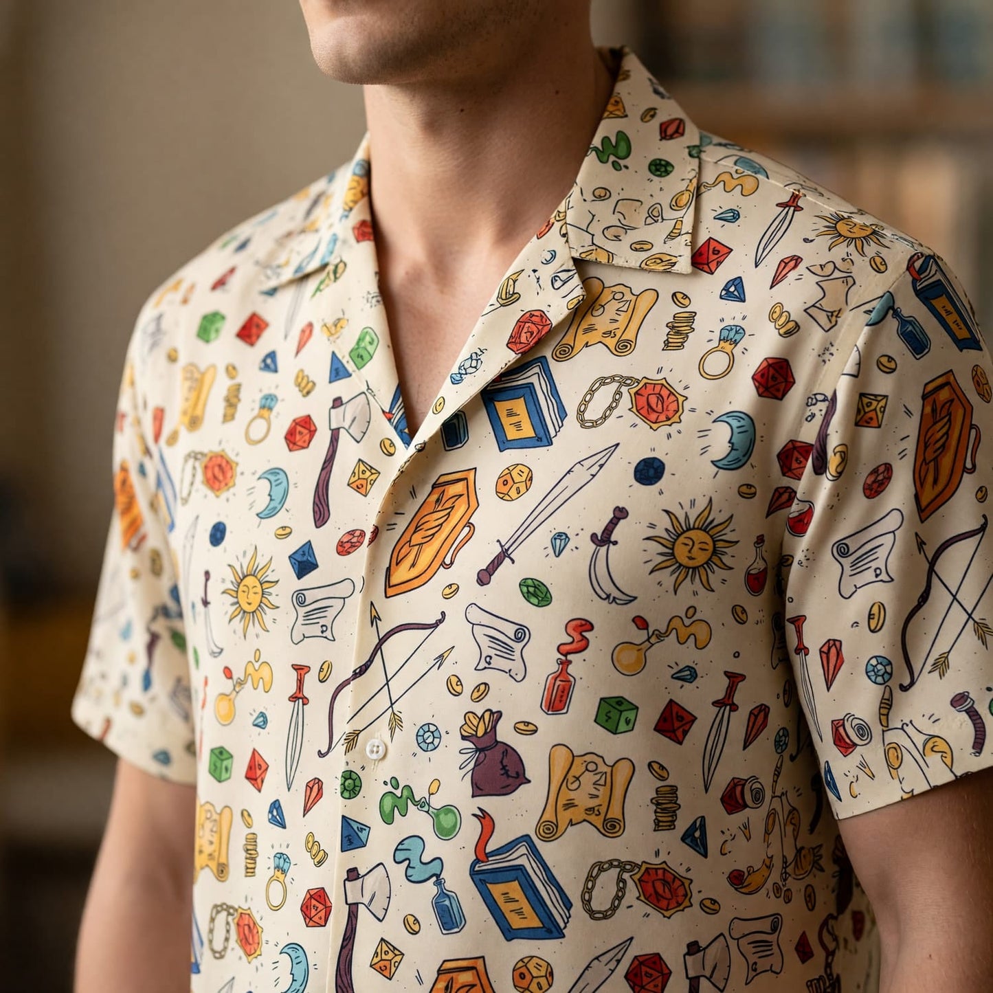 Fantasy Hawaiian Shirt - RPG Dice Tabletop Adventure Pattern