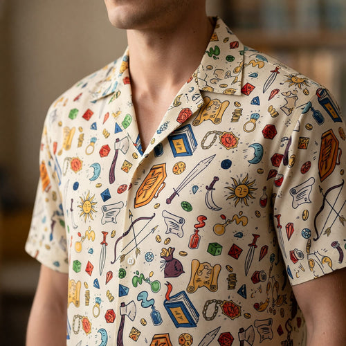 Fantasy Hawaiian Shirt - RPG Dice Tabletop Adventure Pattern