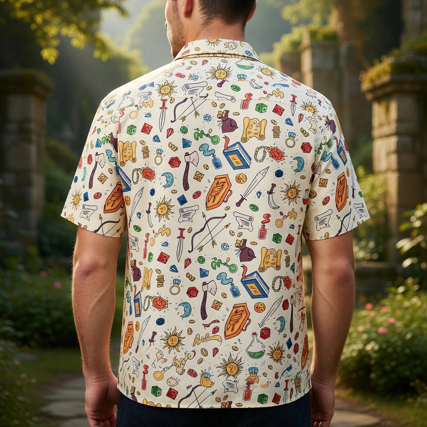 Fantasy Hawaiian Shirt - RPG Dice Tabletop Adventure Pattern