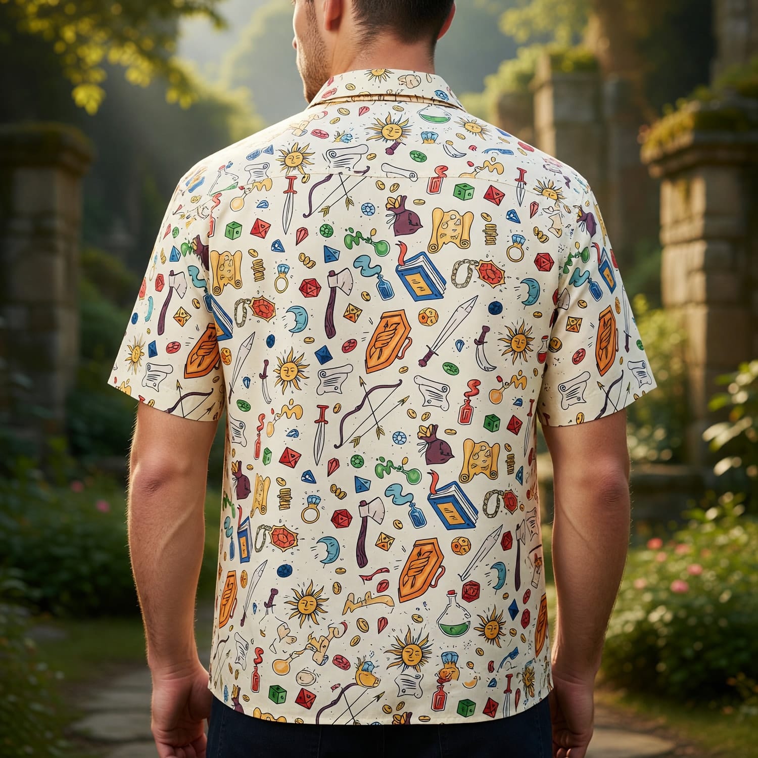 Fantasy Hawaiian Shirt - RPG Dice Tabletop Adventure Pattern