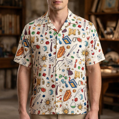 Fantasy Hawaiian Shirt - RPG Dice Tabletop Adventure Pattern