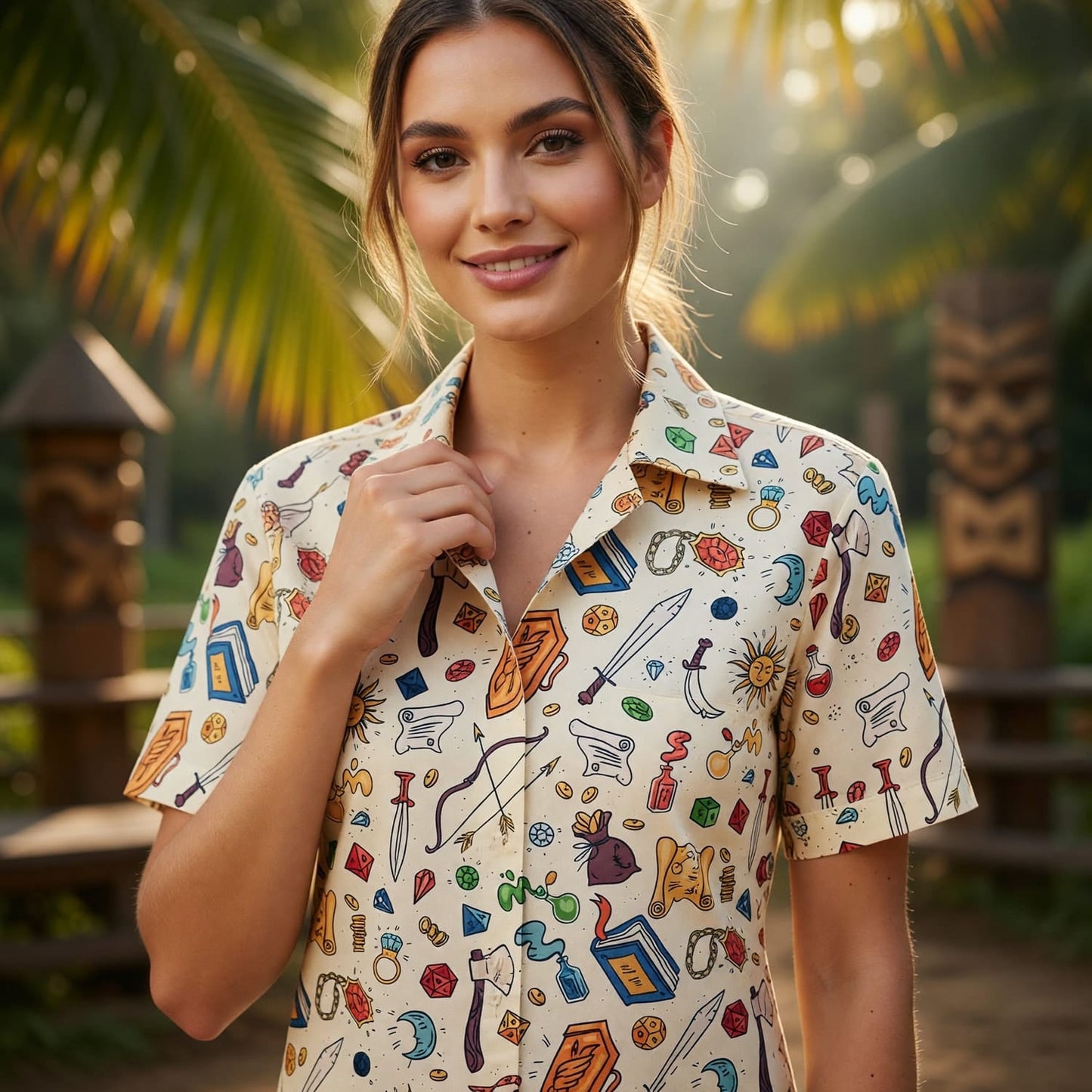 Fantasy Hawaiian Shirt - RPG Dice Tabletop Adventure Pattern