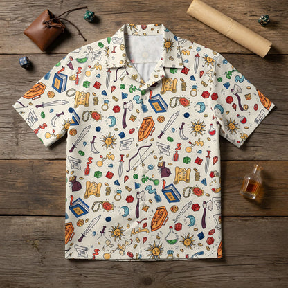 Fantasy Hawaiian Shirt - RPG Dice Tabletop Adventure Pattern