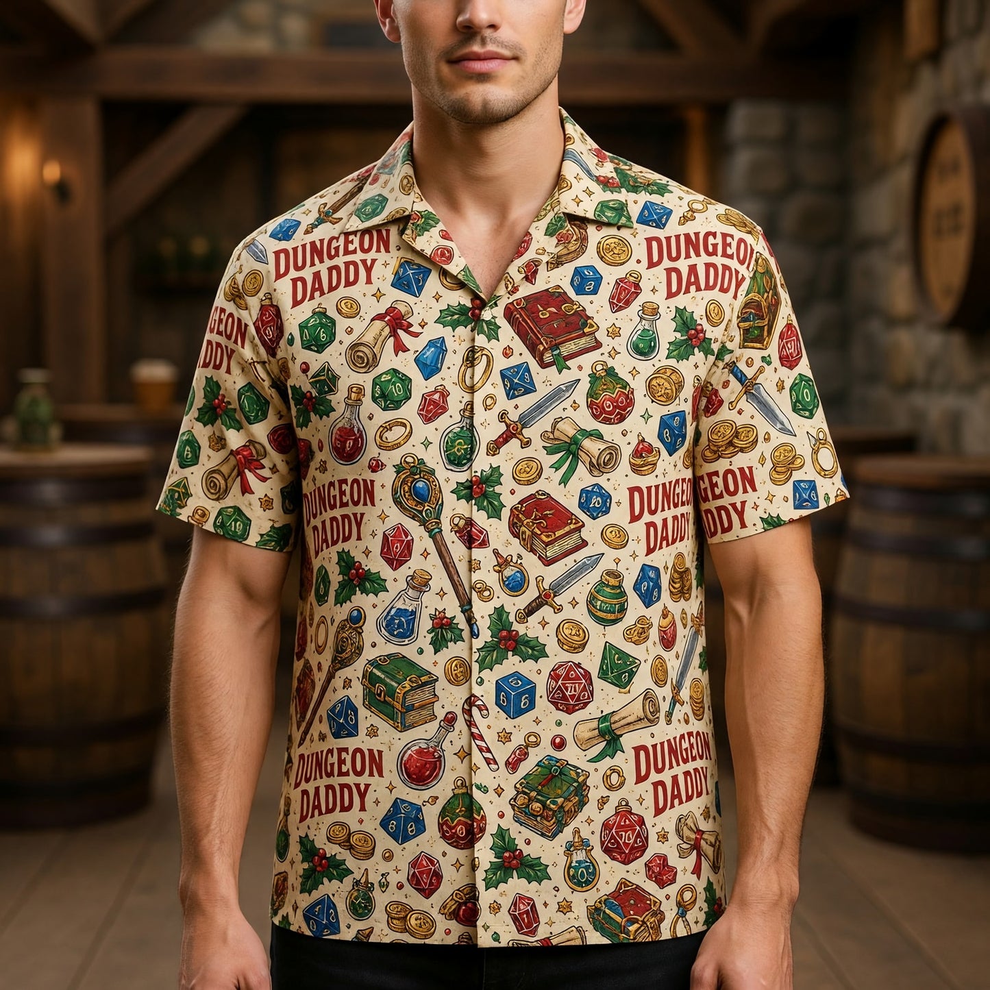 Dungeon Daddy Hawaiian Shirt - Christmas RPG Holiday Apparel