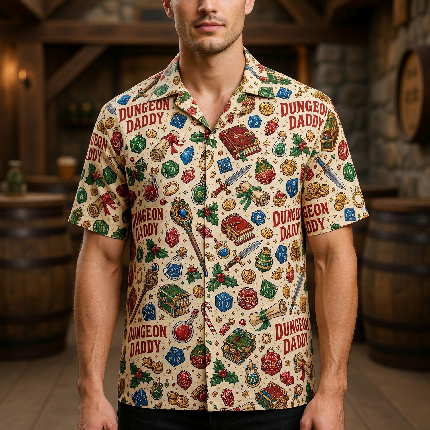 Dungeon Daddy Hawaiian Shirt - Christmas RPG Holiday Apparel