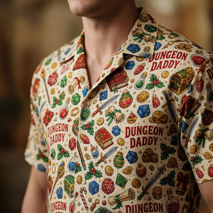 Dungeon Daddy Hawaiian Shirt - Christmas RPG Holiday Apparel
