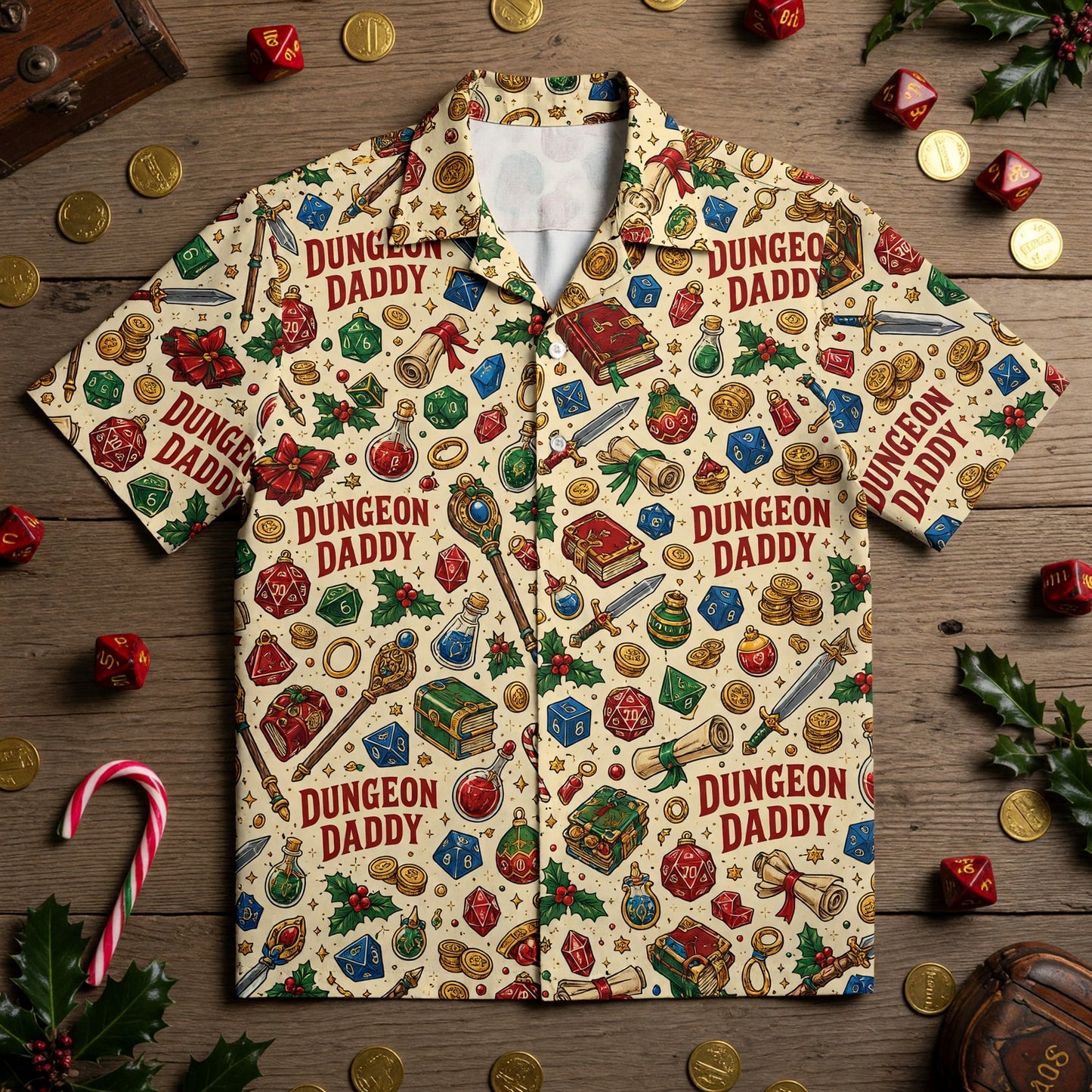 Dungeon Daddy Hawaiian Shirt - Christmas RPG Holiday Apparel