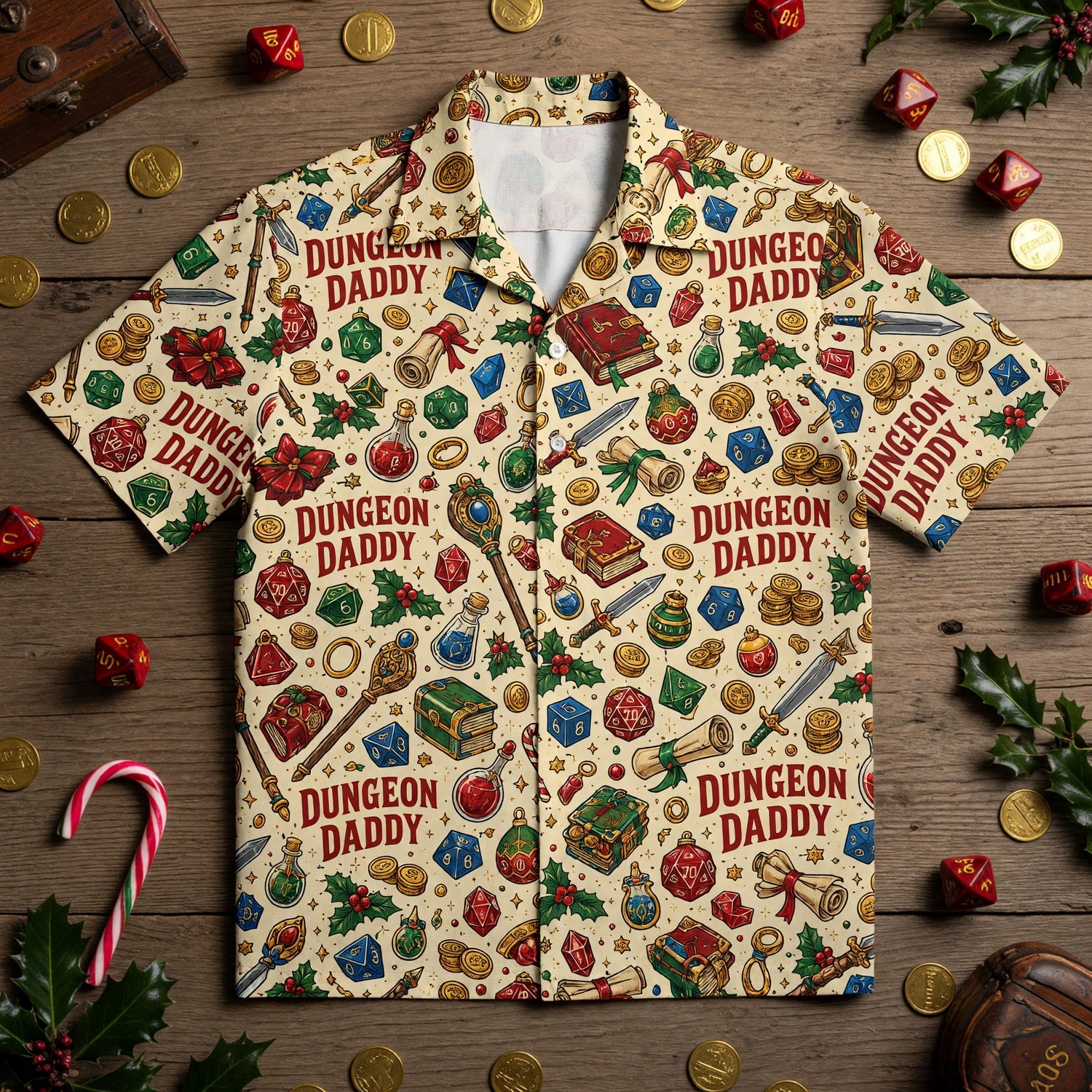 Dungeon Daddy Hawaiian Shirt - Christmas RPG Holiday Apparel
