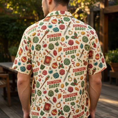 Dungeon Daddy Hawaiian Shirt - Christmas Dice Pattern