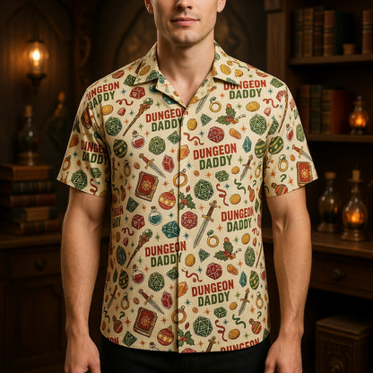 Dungeon Daddy Hawaiian Shirt - Christmas Dice Pattern