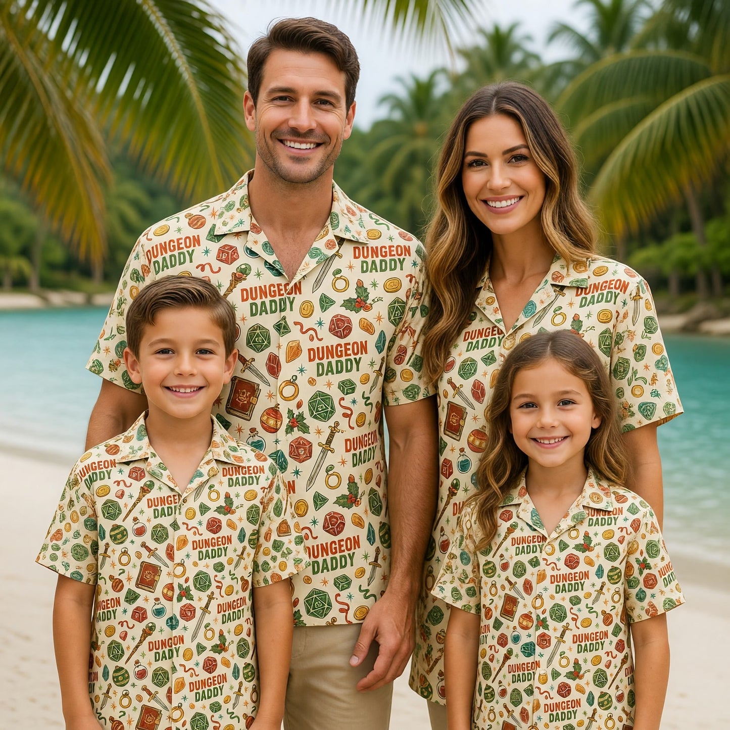 Dungeon Daddy Hawaiian Shirt - Christmas Dice Pattern
