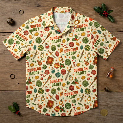 Dungeon Daddy Hawaiian Shirt - Christmas Dice Pattern
