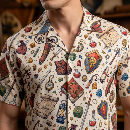 Fantasy Dungeon Hawaiian Shirt - Fantasy RPG Dice Pattern