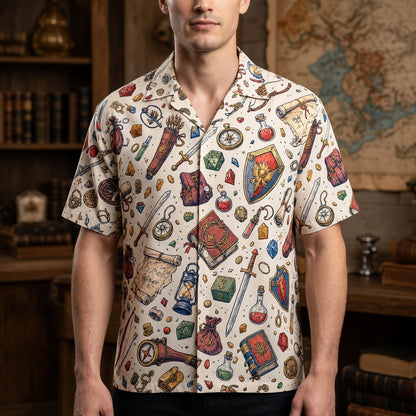 Fantasy Dungeon Hawaiian Shirt - Fantasy RPG Dice Pattern