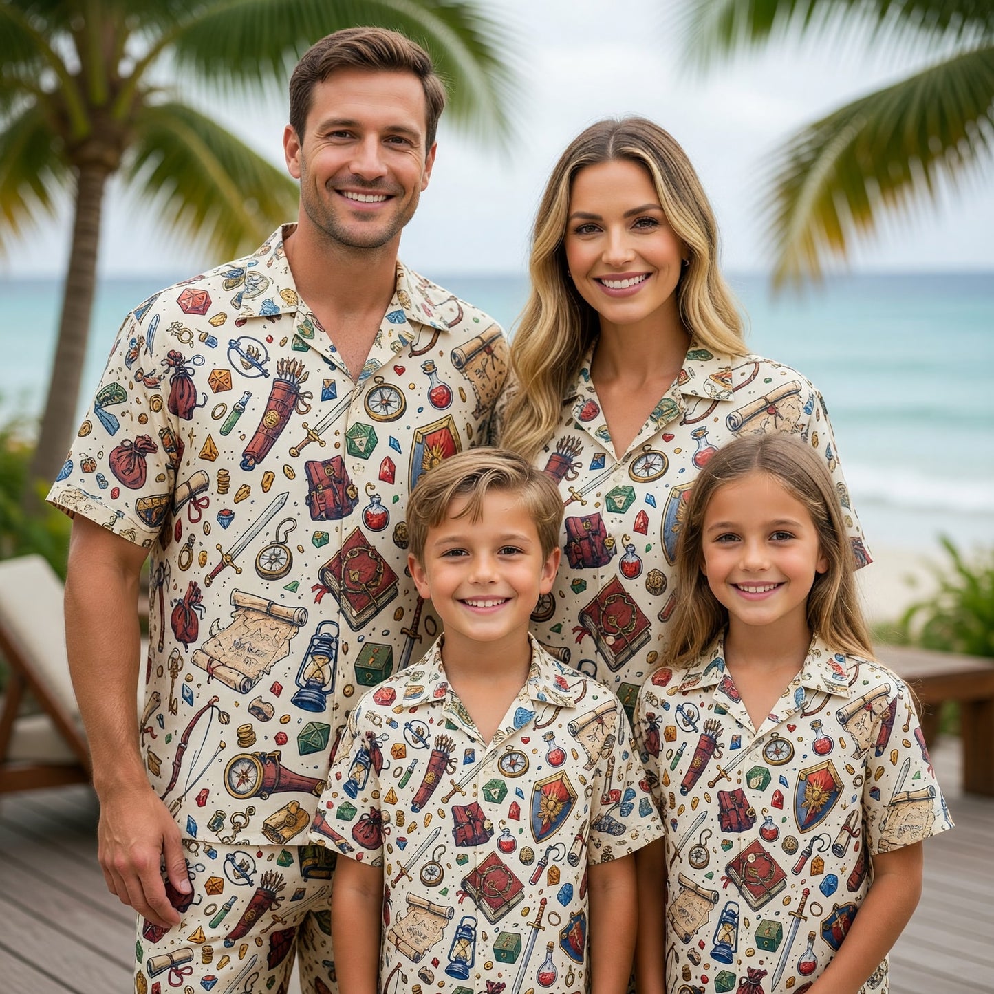 Fantasy Dungeon Hawaiian Shirt - Fantasy RPG Dice Pattern