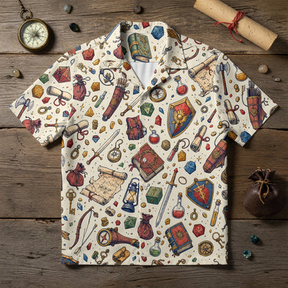 Fantasy Dungeon Hawaiian Shirt - Fantasy RPG Dice Pattern