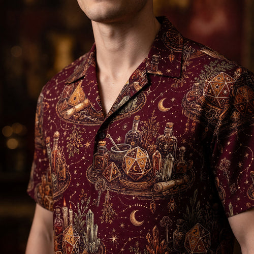 Mystic Fantasy Dice Hawaiian Shirt - Celestial Witch Alchemy