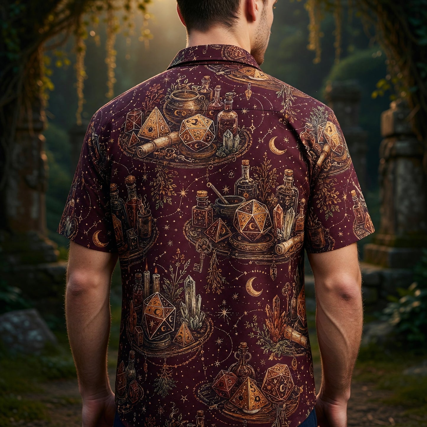 Mystic Fantasy Dice Hawaiian Shirt - Celestial Witch Alchemy