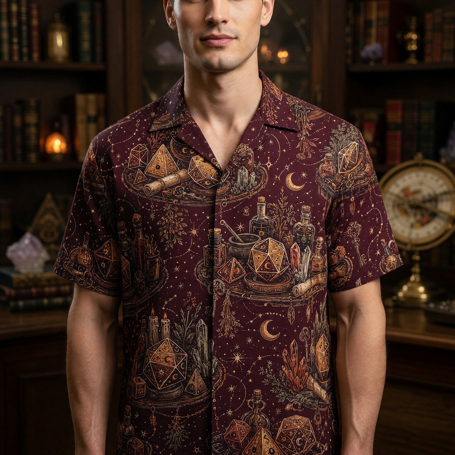 Mystic Fantasy Dice Hawaiian Shirt - Celestial Witch Alchemy