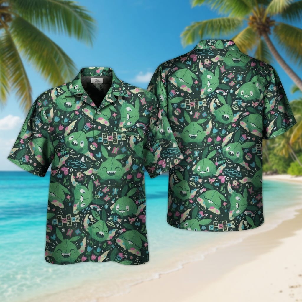Seed Monster Premium Hawaiian Shirt - Grass Type Monster Aloha