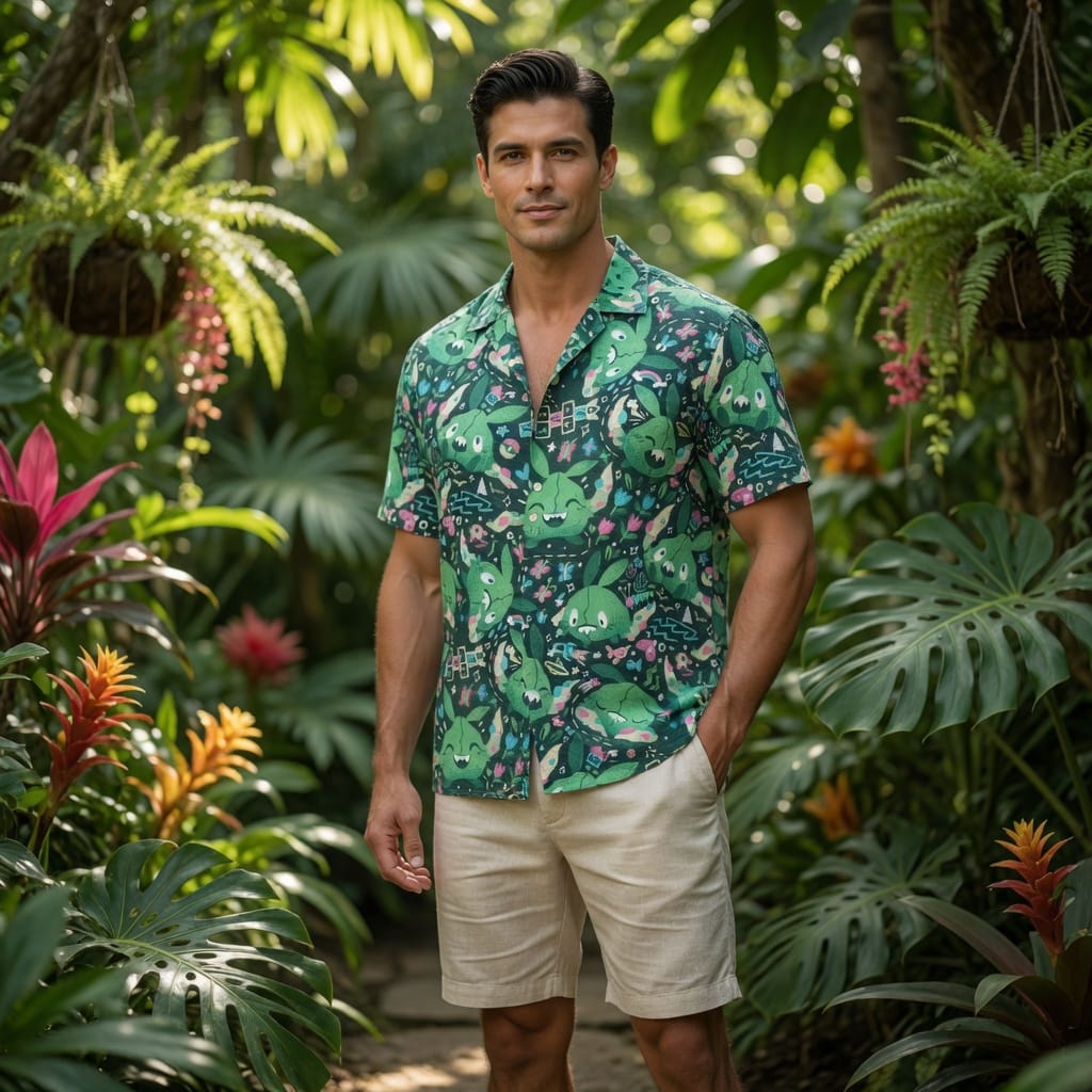 Seed Monster Premium Hawaiian Shirt - Grass Type Monster Aloha