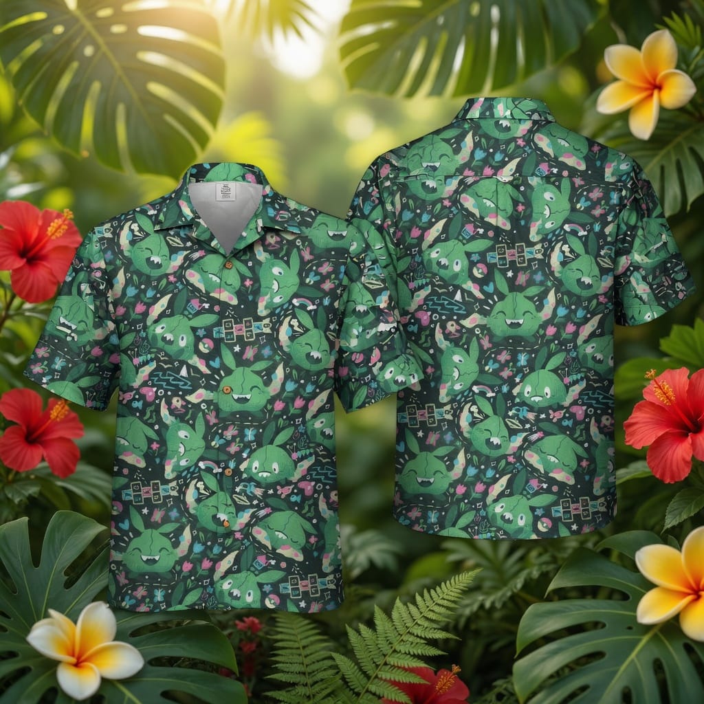 Seed Monster Premium Hawaiian Shirt - Grass Type Monster Aloha