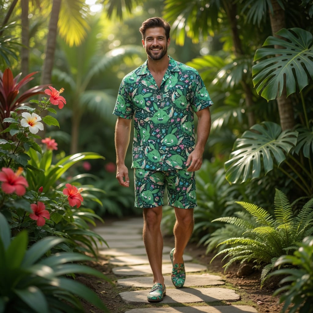 Seed Monster Premium Hawaiian Shirt - Grass Type Monster Aloha