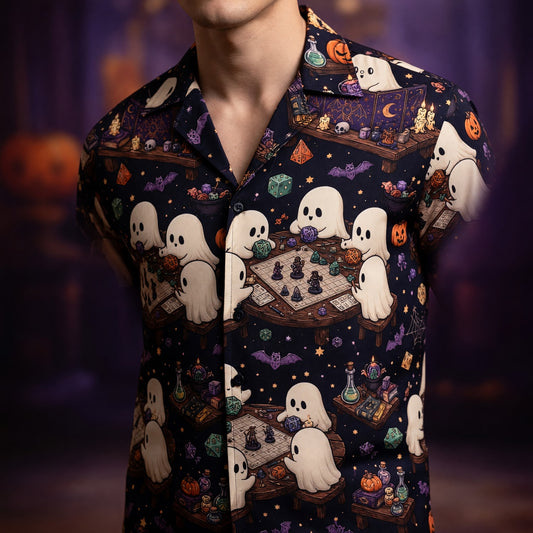 Ghost Hawaiian Shirt - Spooky Halloween RPG Gaming Apparel