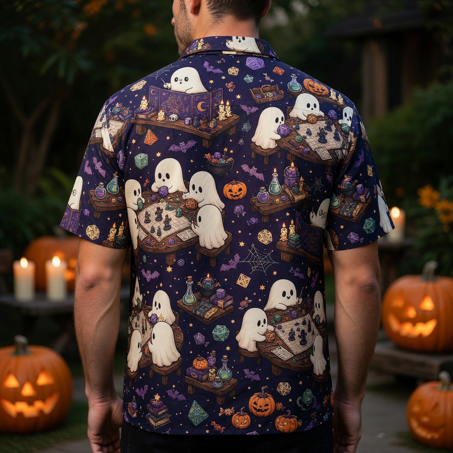 Ghost Hawaiian Shirt - Spooky Halloween RPG Gaming Apparel