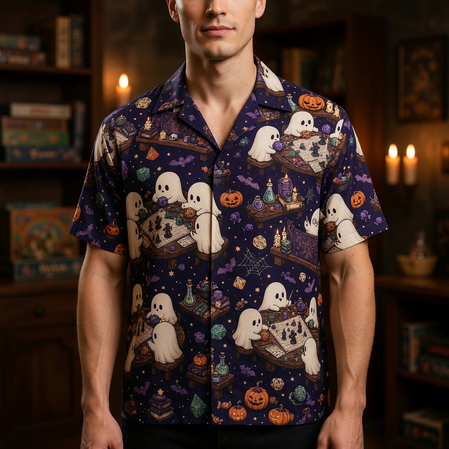 Ghost Hawaiian Shirt - Spooky Halloween RPG Gaming Apparel