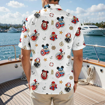Nautical Heroes Premium Hawaiian Shirt - Mouse Shield Hero & Superhero Friends