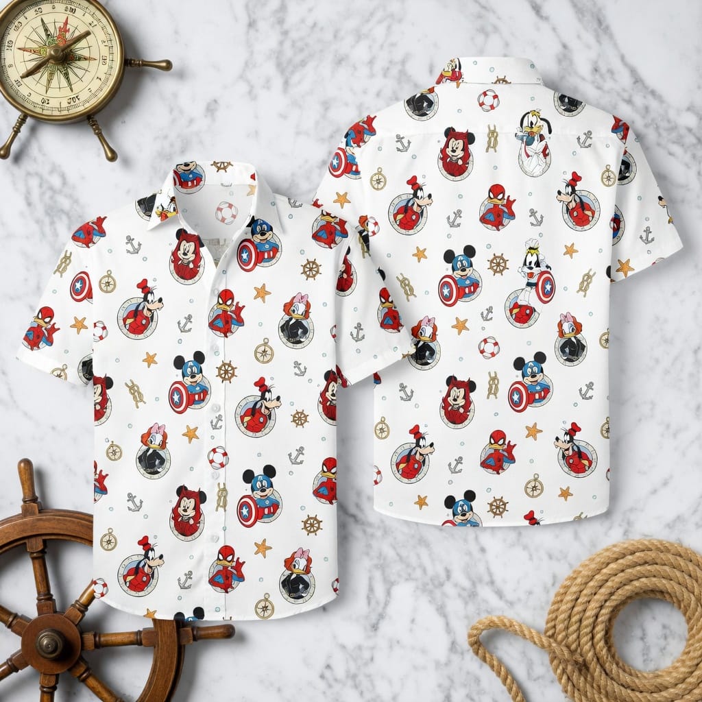 Nautical Heroes Premium Hawaiian Shirt - Mouse Shield Hero & Superhero Friends