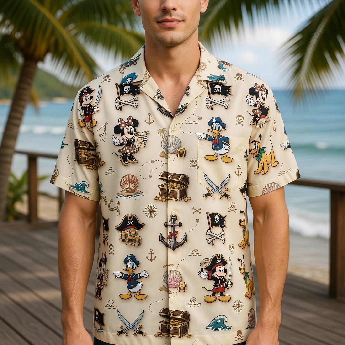 Pirate Hawaiian Shirt - Mouse Adventure Pattern