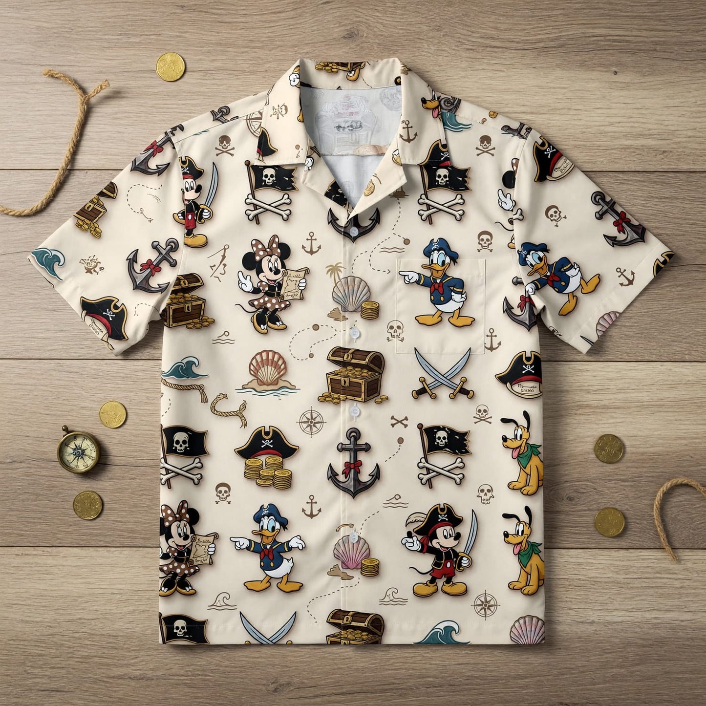 Pirate Hawaiian Shirt - Mouse Adventure Pattern