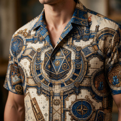 Steampunk D20 RPG Hawaiian Shirt - Fantasy Tabletop Gaming Apparel