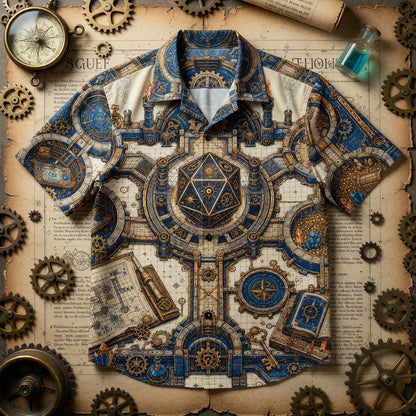 Steampunk D20 RPG Hawaiian Shirt - Fantasy Tabletop Gaming Apparel