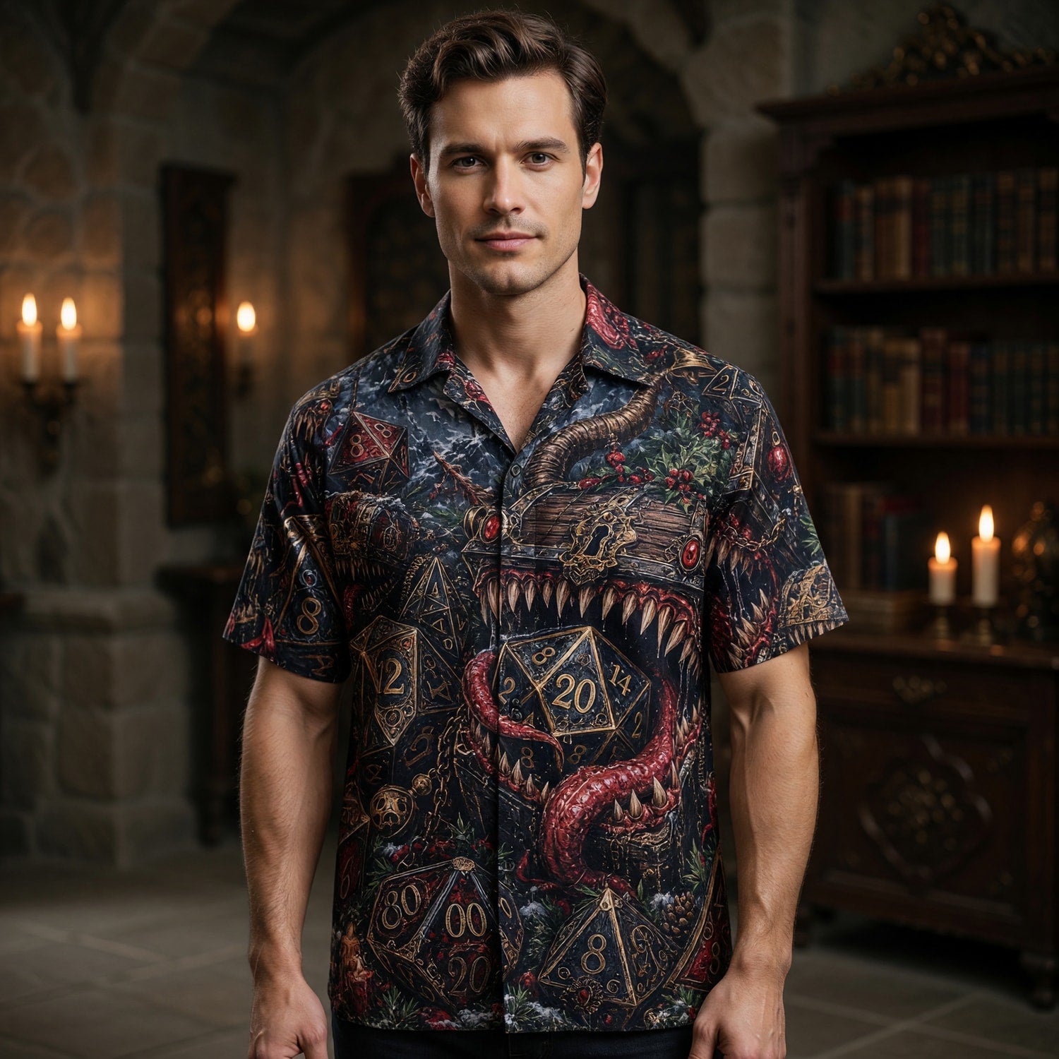 Mimic Christmas Hawaiian Shirt - Fantasy RPG Holiday Apparel