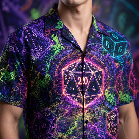Dice Hawaiian Shirt - Neon Halloween RPG Fantasy