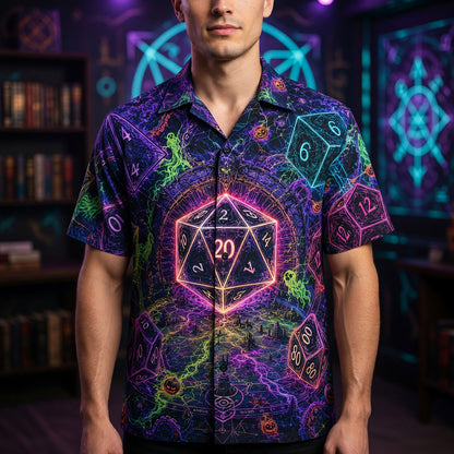Dice Hawaiian Shirt - Neon Halloween RPG Fantasy