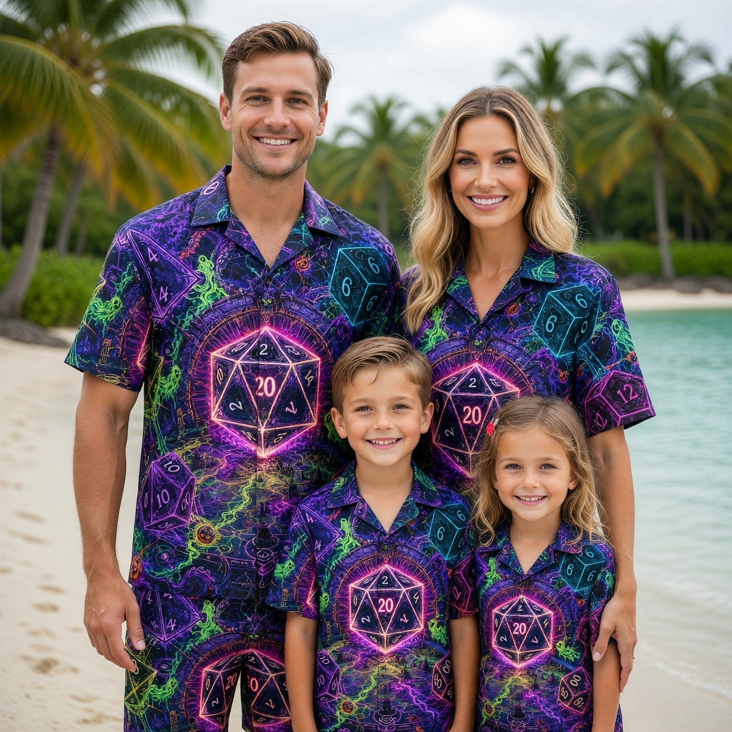 Dice Hawaiian Shirt - Neon Halloween RPG Fantasy