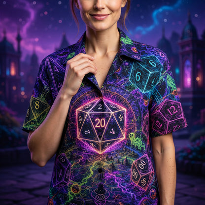 Dice Hawaiian Shirt - Neon Halloween RPG Fantasy