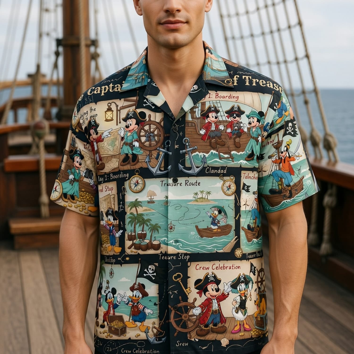 Pirate Mouse Hawaiian Shirt - Treasure Adventure Map
