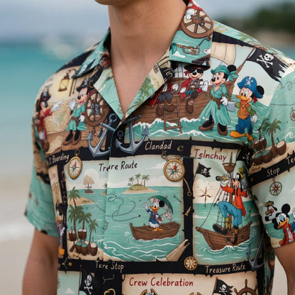 Pirate Mouse Hawaiian Shirt - Treasure Adventure Map