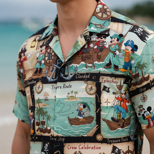 Pirate Mouse Hawaiian Shirt - Treasure Adventure Map