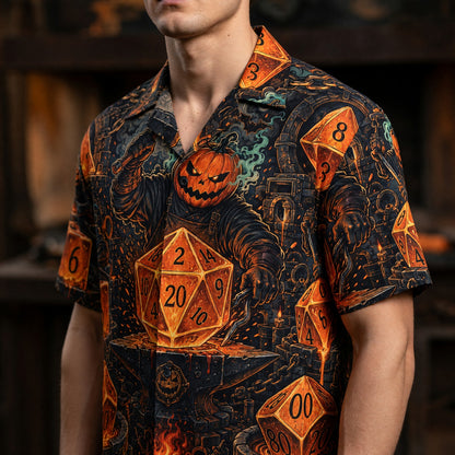 Halloween Dice Hawaiian Shirt - Spooky Pumpkin RPG Apparel
