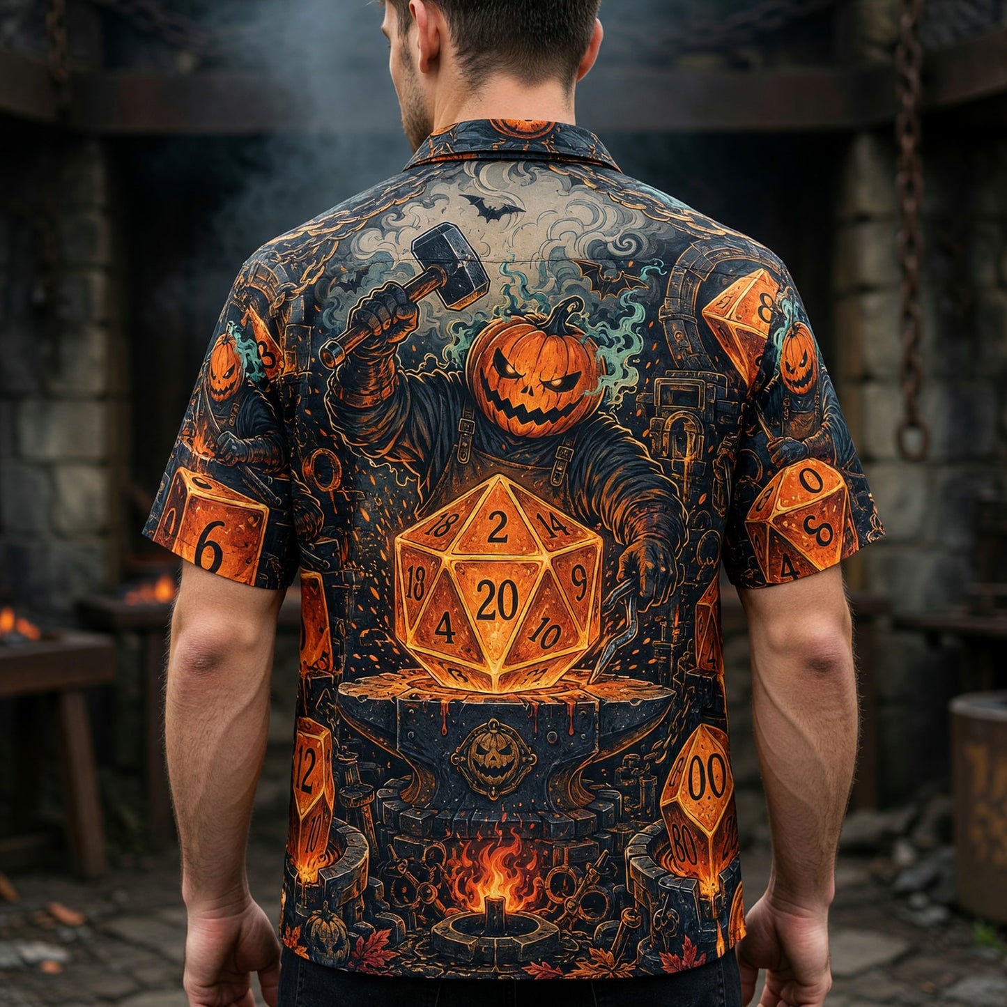 Halloween Dice Hawaiian Shirt - Spooky Pumpkin RPG Apparel