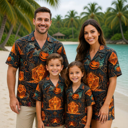Halloween Dice Hawaiian Shirt - Spooky Pumpkin RPG Apparel