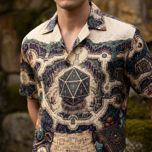 Fantasy Dungeon Map Hawaiian Shirt - RPG Adventure Style