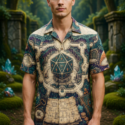 Fantasy Dungeon Map Hawaiian Shirt - RPG Adventure Style